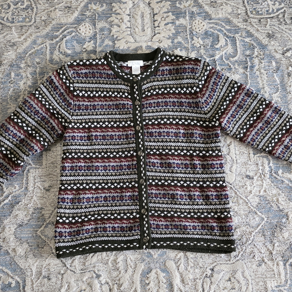 Christopher & Banks Black and Purple Patterned Cardigan